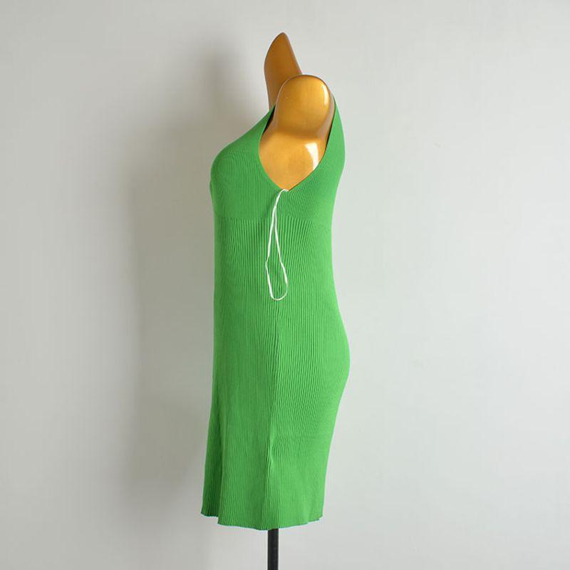 Fashion Style Sexy Sexy round Neck Sleeveless Knitting Dress Women's Clothing Silm Slim Looking High Elastic Sheath A- line Skirt