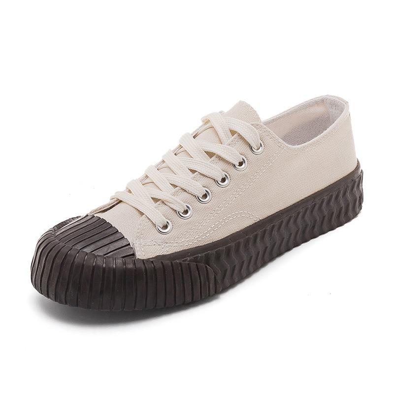 Canvas Shoes Female Caramel Biscuits Student Versatile Original Style Uzzang Hong Kong Flavor Retro Board Shoes