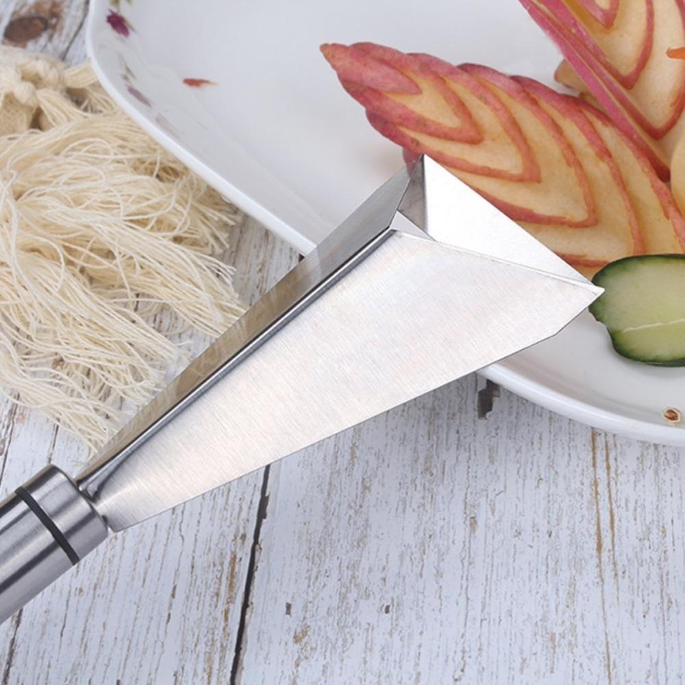 Stainless Steel Fruit Carving Knifes Triangular Shape Antislip Vegetable Cutter Durable V Shape Channel Engraving Blades
