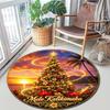 Cute Christmas Day Gift Bell Santa Claus Snowman Christmas Tree round rug Home Soft Decorative Anti slip Chair Mat Carpet Outdoor Floor Mat Carpet 16