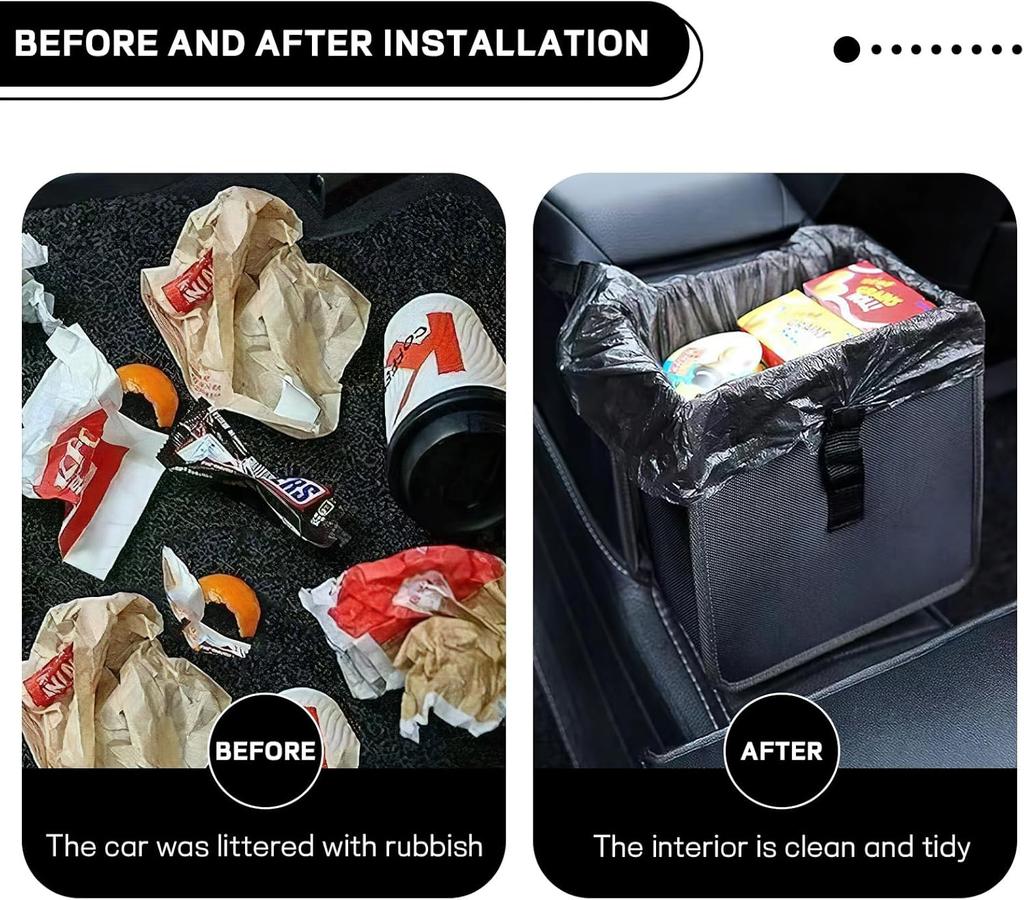 Portable Foldable Car Storage Bag Waterproof Fabric Garbage Bag Backseat Hanging Trash Can Accessory for Bathroom Organization