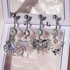 Colorful  Zircon Butterfly Heart Stainless Steel Belly Button Rings For Women Navel Piercing Rings Sexy Body Jewelry Gift