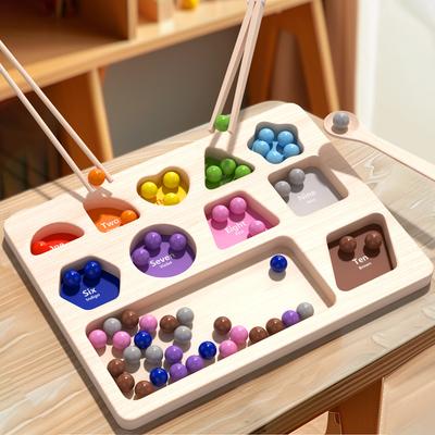 Neues Holz Kinder Frühpädagogik Form Clip Perlen Spiel Farbe Kognition Übung Hand-Auge-Koordination Lernspielzeug