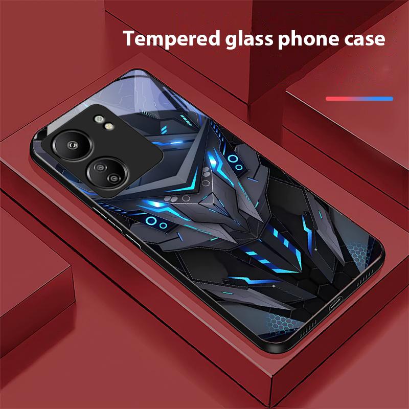 Kreativer Mech Für Xiaomi Redmi 13C Note13 12 Pro Plus 5G Note 9 13T Pro POCO X6 F5 F6 Schwarze Gehärtetes Glas Handyhülle