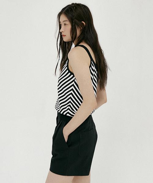 Lingseoul Striped Bias Knit Sleeveless-Black