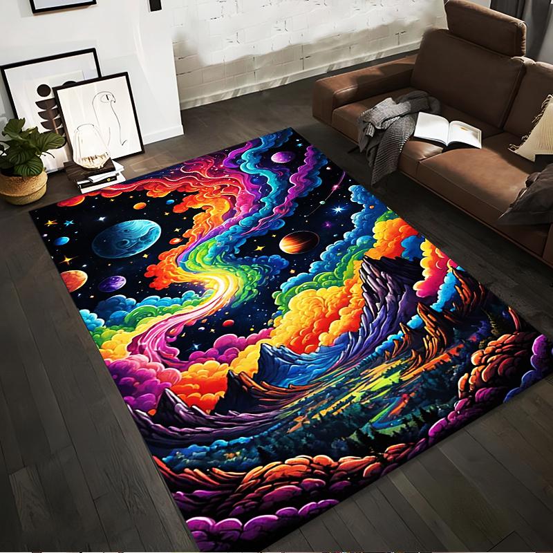 

Colorful Galaxy Space Landscape Carpet with Planets and Starry Sky Print Suitable for use as an anti-slip for living room bedroom sofas 40x60cm( 15x23in )
