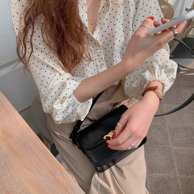 Spring Autumn Women's Shirt Lantern Long-sleeved Polka Dot Chiffon Shirt Female Loose Light Mature Blouse