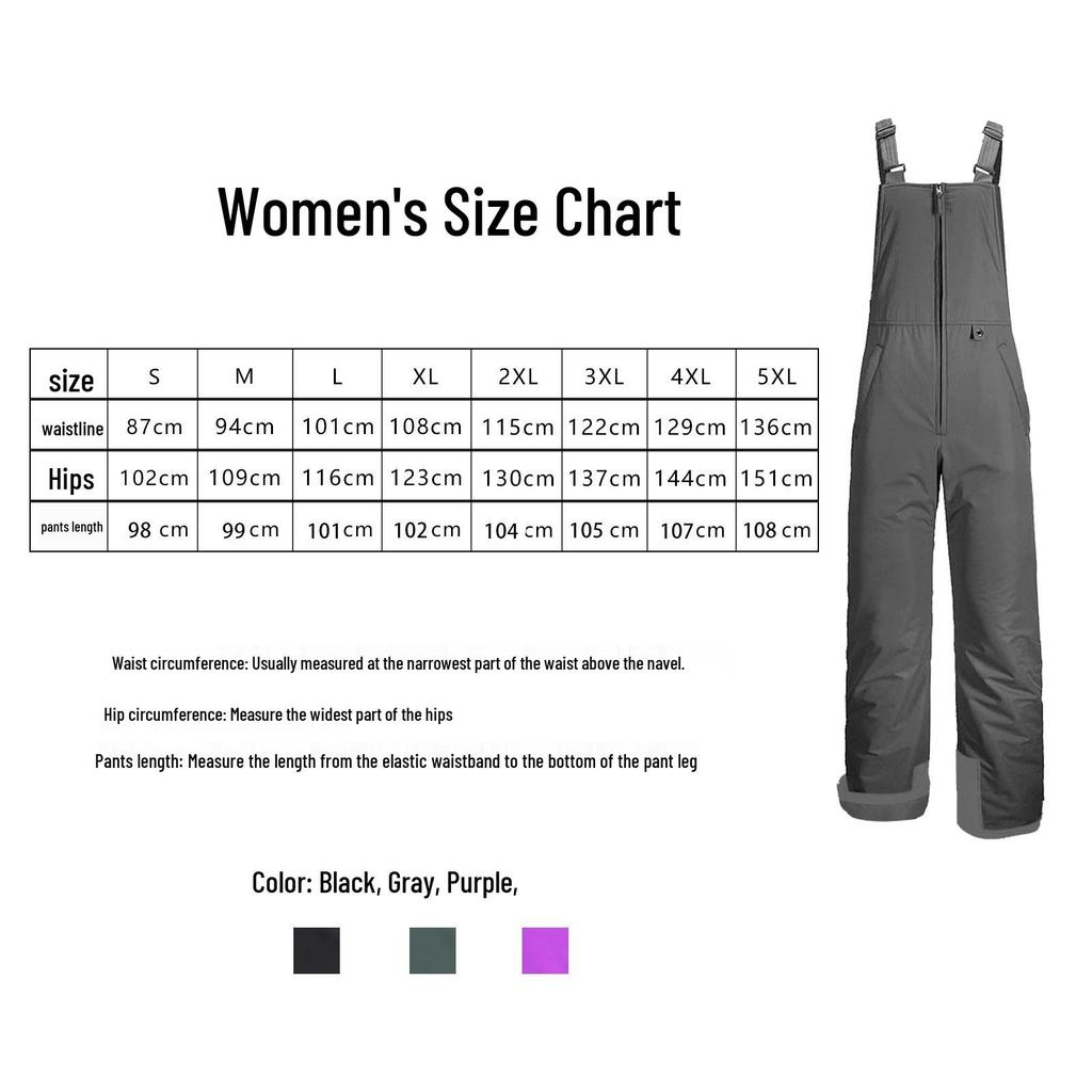 Unisex Waterproof Quick-Dry Ski Pants with Straps: Windproof, Warm, Thickened Outdoor Cotton Pants