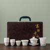 White Pottery Hand-painted Plain-fired Suet Jade Porcelain Tea Set Business Company Annual Meeting High-end Gifts