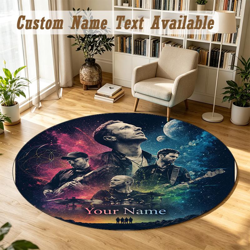 Coldplay Personalized Round Rug Support Custom Name, Soft Home Decor Mat