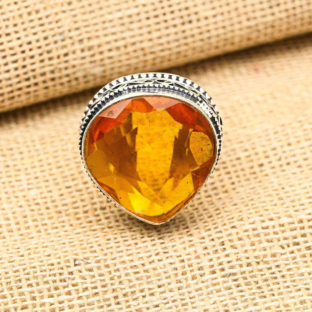 Honey Topaz Gemstone Ring 925 Sterling Silver Handmade Jewelry Thanksgiving Gift For Her