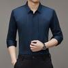 Spring New Men's Casual Long-Sleeved Shirt Solid Color Stretch Fashion Trendy Non-Ironing Shirt