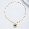 Emerald Love Necklace Women'S Retro Trend Temperament Zircon Pendant Collarbone Chain Jewelry