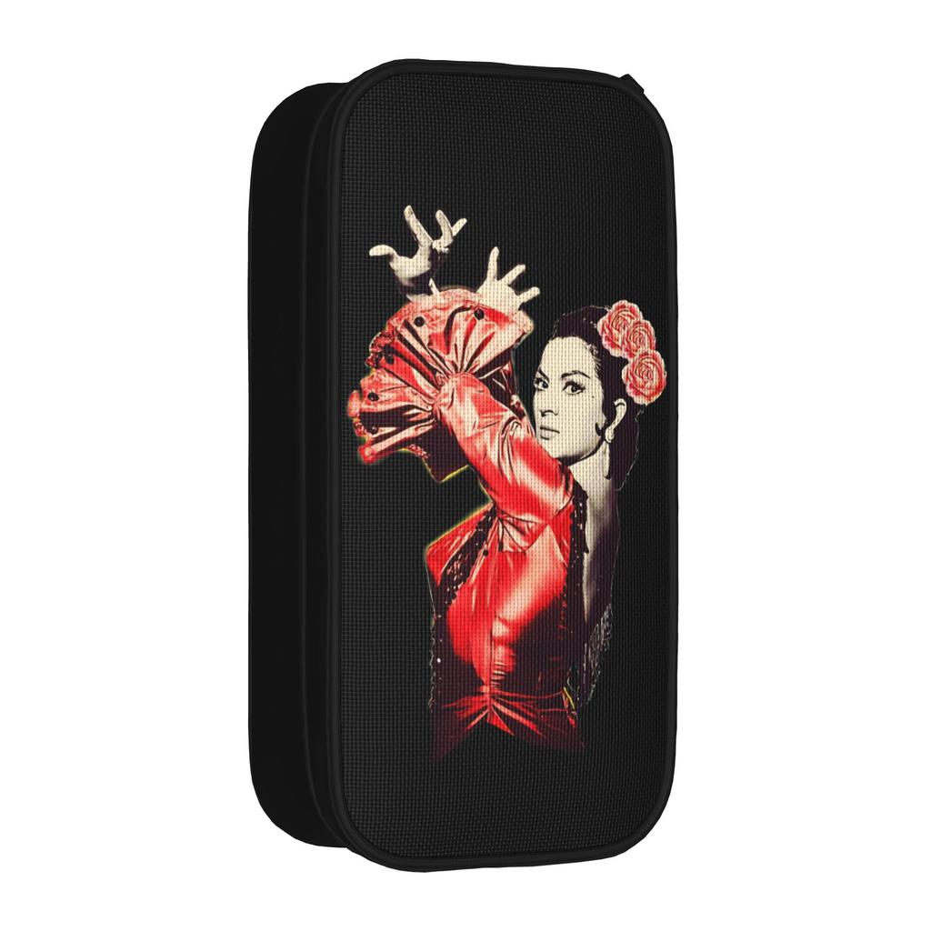 Classic Lola Flores Red Dress Transparent Background Pencil Case Pencilcases Pen Box Big Capacity Bag Gift Accessories