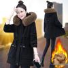 Women's Mid-Length Parka: Winter 2025 Edition - Loose Fit Lambswool & Velvet Padded Cotton Jacket