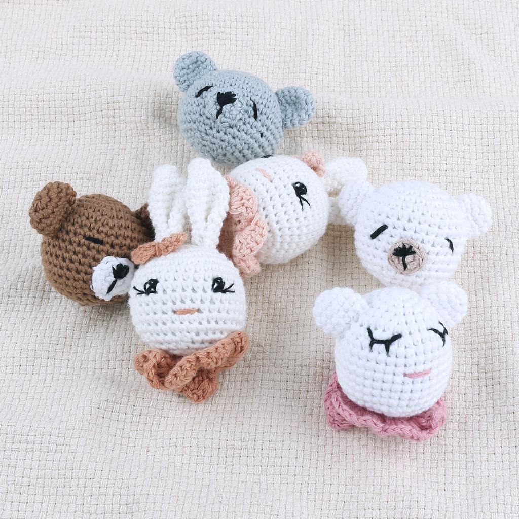 Baby Pacifier Clip DIY Accessories Crochet Bead Rabbit Rattle Infant Teething Toy Freezer Teether Newborns Shower Gift