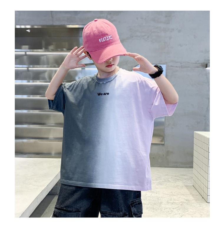 Boys' handsome short sleeved T-shirt 2026 new style big children's summer clothes half sleeved summer top boys' T-shirt trendy T