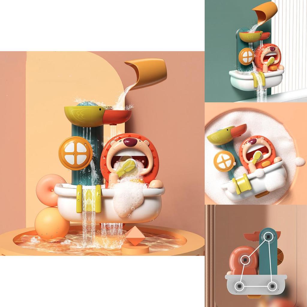 Lion Bubble Spinner Suction Cup Baby Bath Toy Water Spray Kids Shower Play