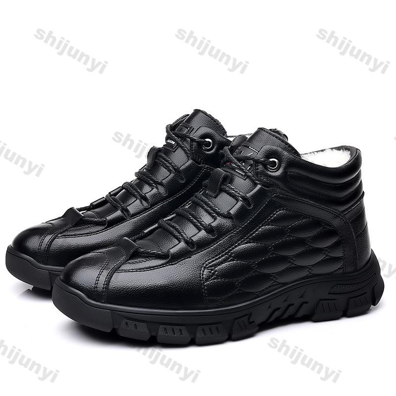 Mode Winter Leder Plateau Plus Samt Stiefel für Herren Mode Weichsohlige Lässige Herren Stiefeletten Luxus Designer Board Schuhe