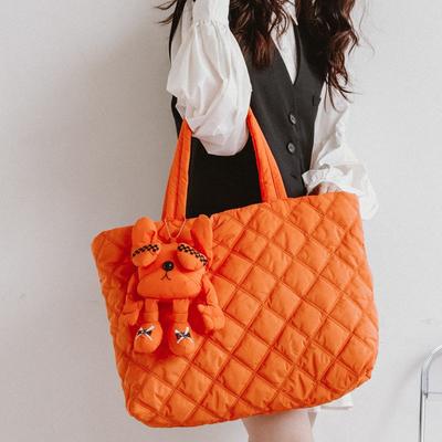 Double Shoulder Doll Bag Versatile Ling Grid Fashion Large Capacity Women's Tote