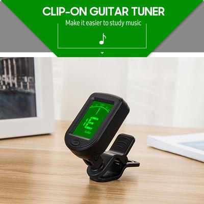 T-02 Accordatore per chitarra Clip-on Accordatore digitale cromatico Display LCD Mini formato Accordatore per chitarra acustica Ukulele Violino Accessorio sintonizzatore