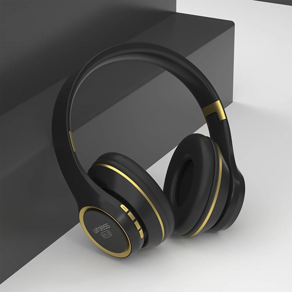 KH20 Earphones Over Ear Bluetooth Headphones Wireless Headset with Built-in Mic Soft Earmuffs Retractable Holder Connecting Audio Cable on Clearance