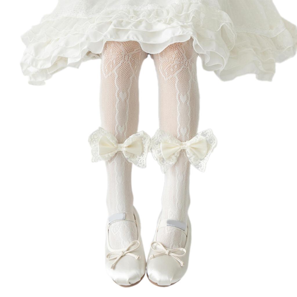 Lolita-inspirierte Strumpfhosen Bequeme Atmungsaktive Netzdesigns mit Schleifenakzenten Hochelastische Netzleggings für Mädchen