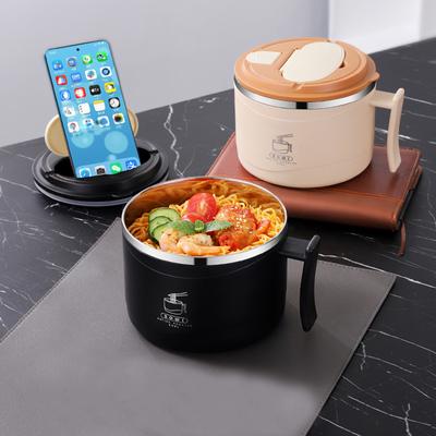 1300ml Kapaklı Ramen Kasesi Paslanmaz Çelik Hazır Noodle Pişirici Meyve Salatası Pirinç Çorbası Kasesi Büyük Beslenme Kutusu Mutfak Aksesuarları