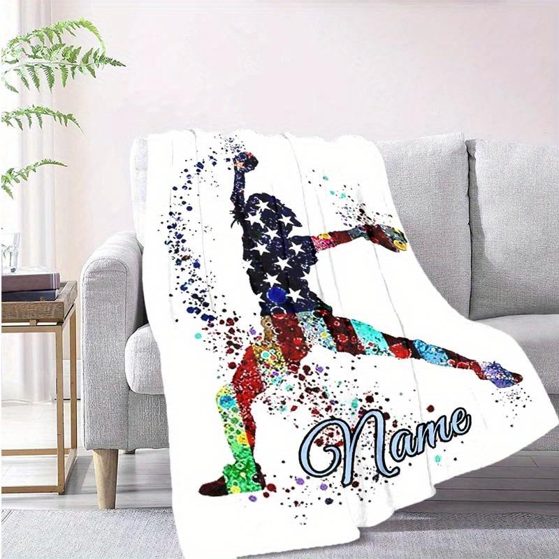 Playing Ball Customize Your Name Blanket Used For Chair Office Sofa Bed Camping Soft And Warm Giving Friends And Relatives Birthday Gifts Graduation