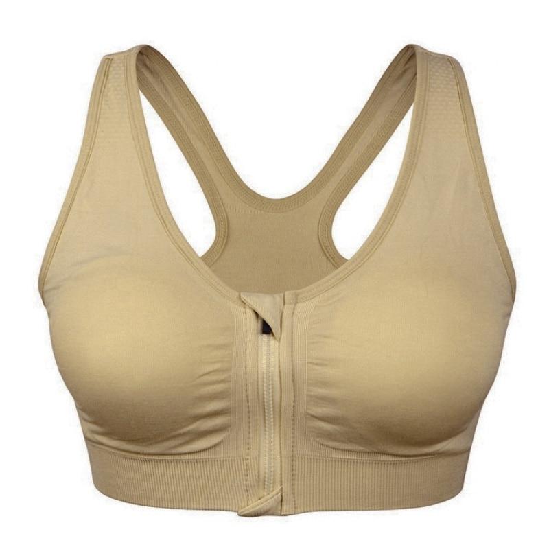Women's Front Zipper Sports Breathable Wirefree Padded Push Up Sports Top Fitness Gym Yoga Workout Bra Sports Bra Tops