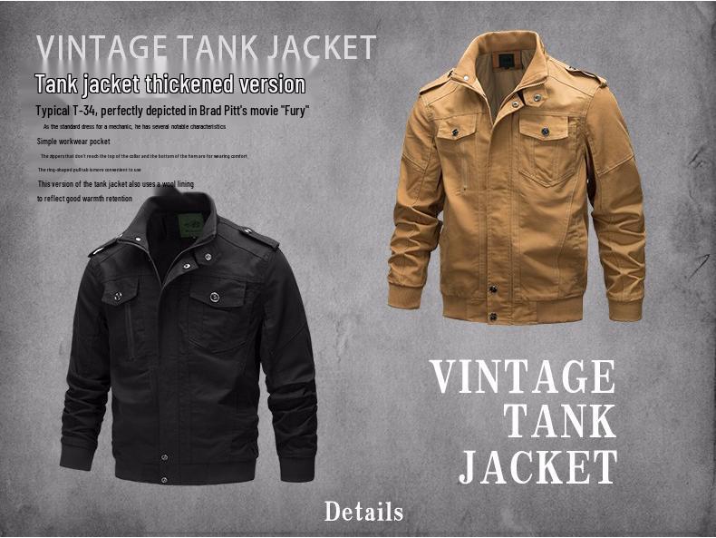 Men's 2023 Spring Casual Cotton Military Jacket - Loose Fit Plus Size Workwear Coat