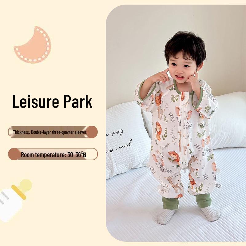 Bamboo Fiber Infant Sleeping Bag - Summer Anti-Kick Gauze Pajamas for Babies