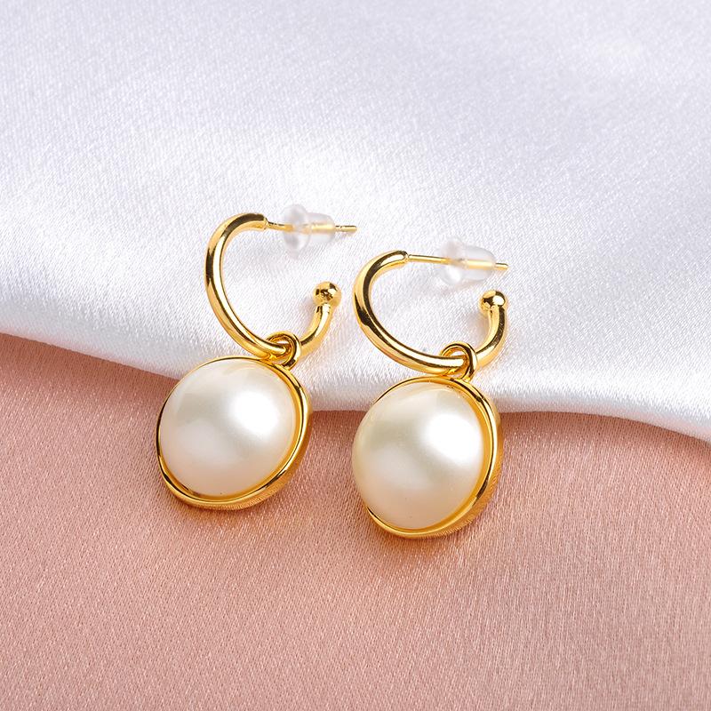 Pearl Drop Earrings, Korean Style Studs, Gold Plated, Dainty Jewelry, Simple Earrings for Women