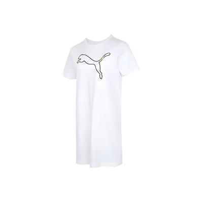 Robe Décontractée Sportive à Col Rond et Manches Courtes avec Imprimé Logo pour Femmes Blanc 845966-02