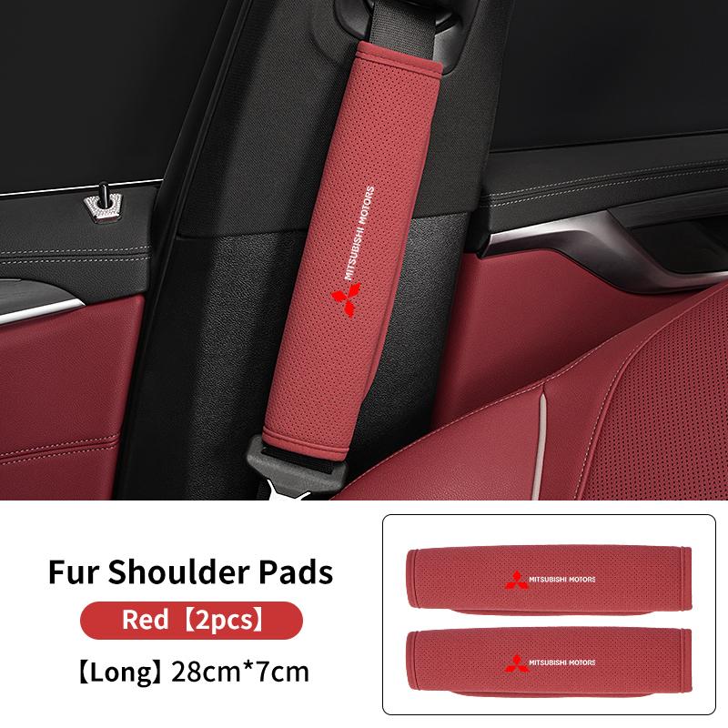 For Mitsubishi Breathable Car Logo Seat Belt Shoulder Cover Strap Padding Protection Mat Outlander Lancer Eclipse Mirage Xpander