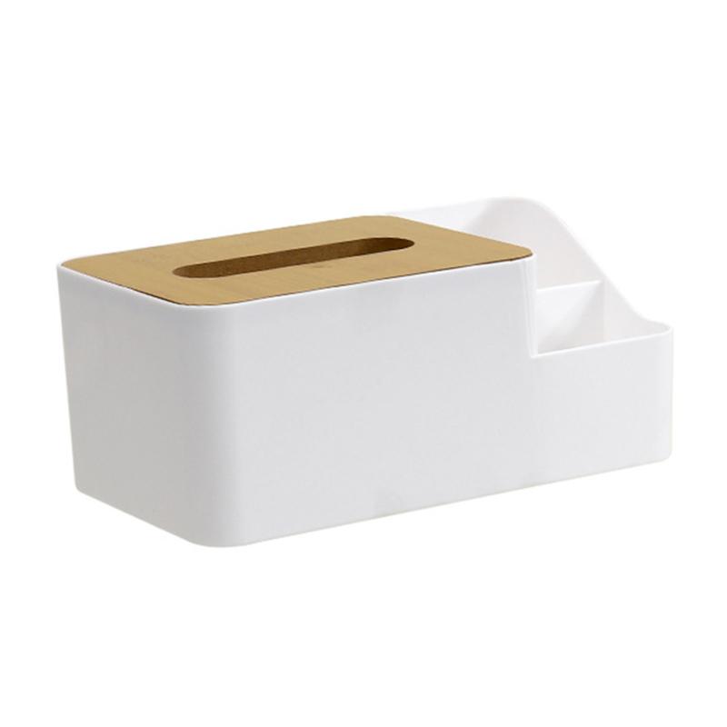 Removable Tissue Box With Bamboo Cover Modern Simple Reusable Napkin Box Paper Dispenser For Home