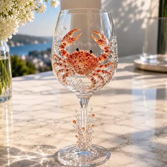 Decorative Octopus Cup Sea Life Wine Glass, 3D Ocean Themed Borosilicate Glass Cup, Unique Goblet for Cocktails And Coastal Home Decor Fancy
