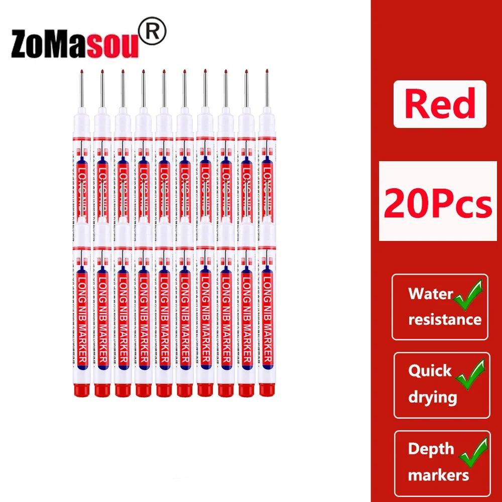 1/8/40/80Pcs Long Head Markers Pen Multi-purpose for Woodworking Tile Decoration Deep Hole Marker Pens Red/Black/Blue/Green Ink