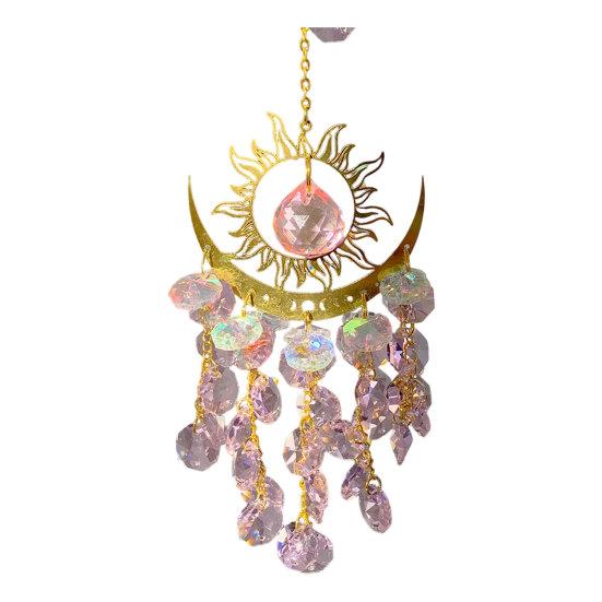 Boho Sun Moon Crystal Suncatcher Hanging Garden Suncatchers Sun Crystal 32cm 2