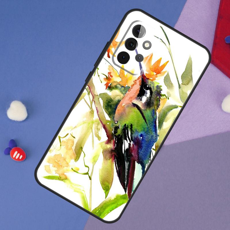 Hummingbird and Flowers Case For Samsung Galaxy A14 A56 A36 A26 A16 A06 A54 A34 A12 A32 A52 A13 A33 A53 A15 A35 A55