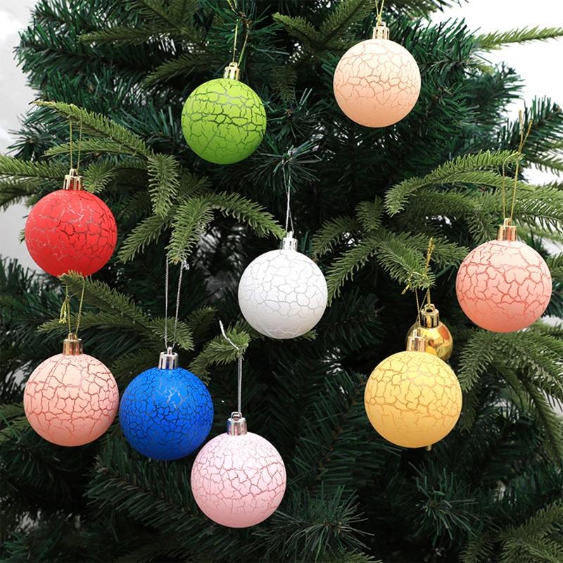 6 Stück Weihnachtskugeln Hängeanhänger Rissmuster Weihnachtsbaum Dekorative Bruchsichere Ornamente für Zuhause Festival Raumdeko