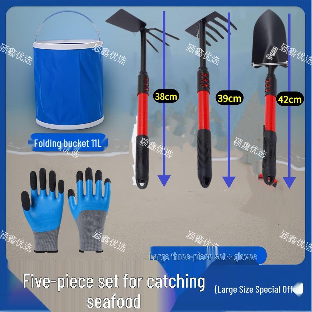 Tide-Chasing Tools: Dual-Use Clam Rake & Crab Clamp Set for Beach and Garden