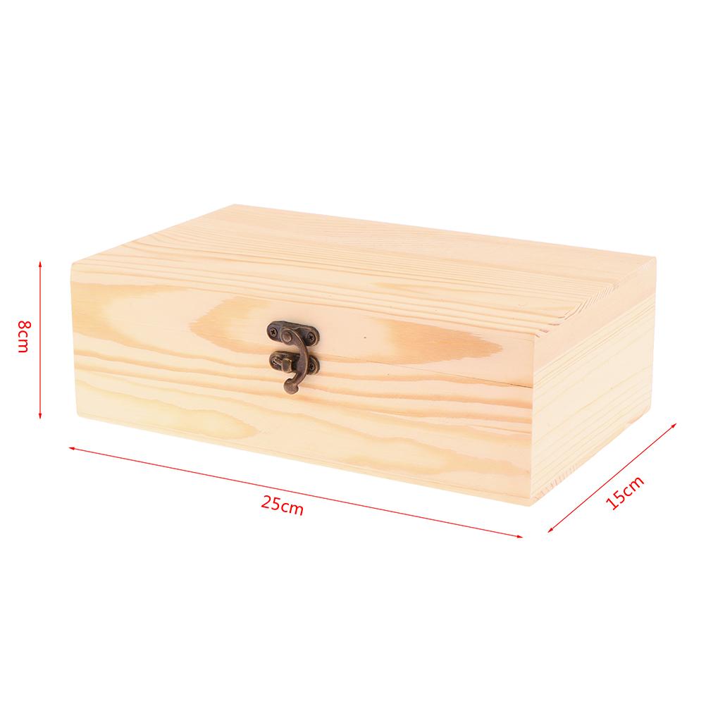 Rectangular Wooden Storage Box Organizer Wooden Storage Case Simple Storage Container Dust-Proof With Lock Jewelry Box Case
