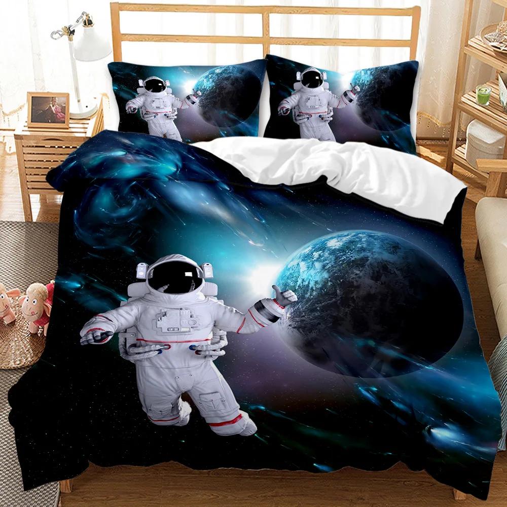 Spaceship Duvet Cover Set Spaceship Travel Through The Galaxy Space Bedding Set Pillowcase Queen King Size Polyester Qulit Cover