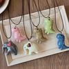 Resin Dinosaur Charm Necklace Unique Animal Pendant Clavicle Chain Vintage Long Neckchain Accessory for Women Men
