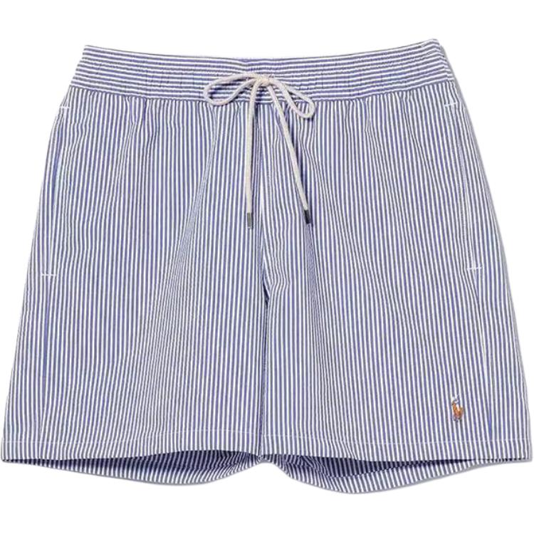 Polo Ralph Lauren SS24 Logo Embroidered Striped Elastic Waist Beach Shorts Men Shorts Blue 710905990-001