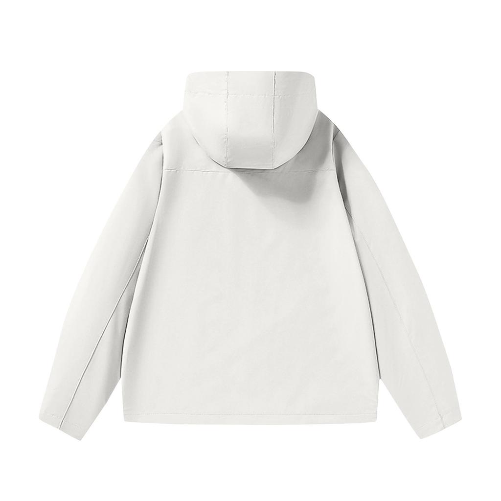 Jachetă de ploaie cu dungi pline pentru femei, în aer liber Plus, impermeabilă, cu glugă, rezistentă la vânt