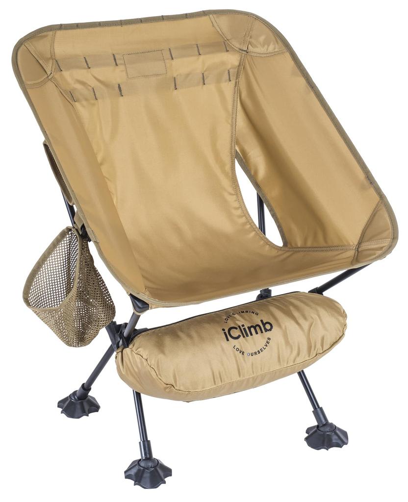 iClimb Outdoor Ultra Foldable Beach Chair with Storage Convenient To Bag Sports Day One Year Warranty Chair, Light, Compact, Bag, Carry, Fishing,