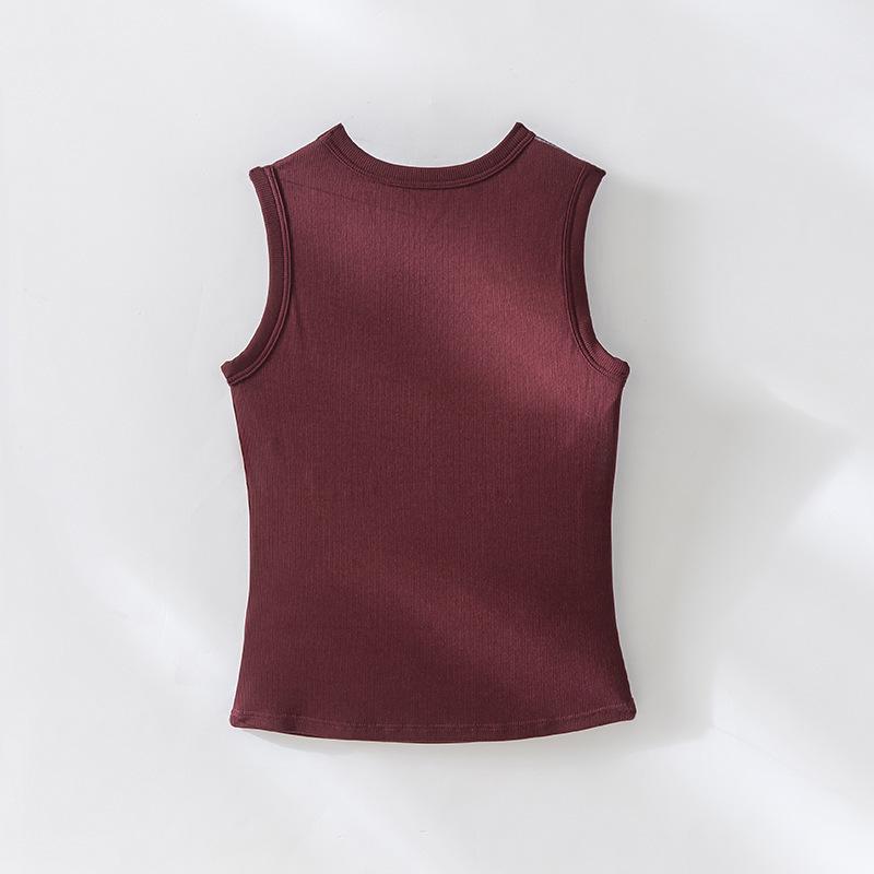 Spring/Summer Spaghetti Strap Tank Top with Built-in Bra - Slimming, Sleeveless Yoga Vest & Versatile Base Layer for Outdoor Wear