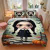 3pcs Halloween Dress Duvet Cover Set, 1 Duvet Cover + 1/2 Pillowcases (No Insert), Double Bed Duvet Cover, Bedding Set, Bedding, Seasonal Be